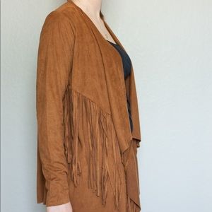Vintage Camel Suede Fringe Cardigan
